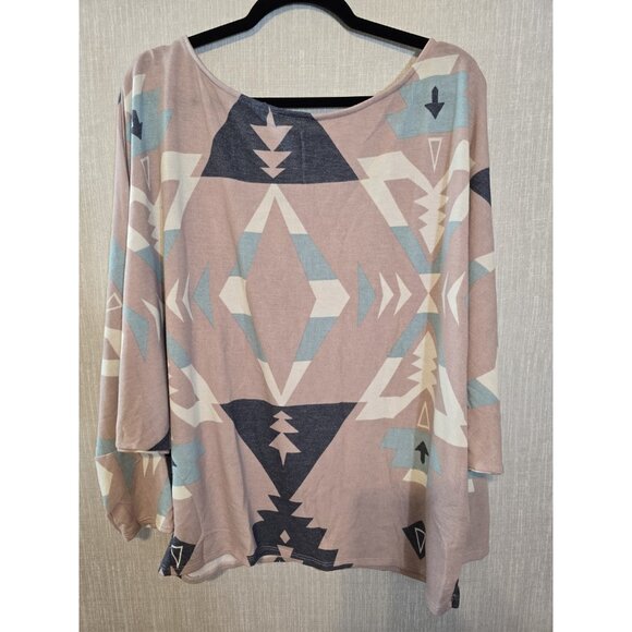 Ordinary Day Womens Top Dolman sleeves Aztec print Stretch Size 3X - Picture 2 of 16